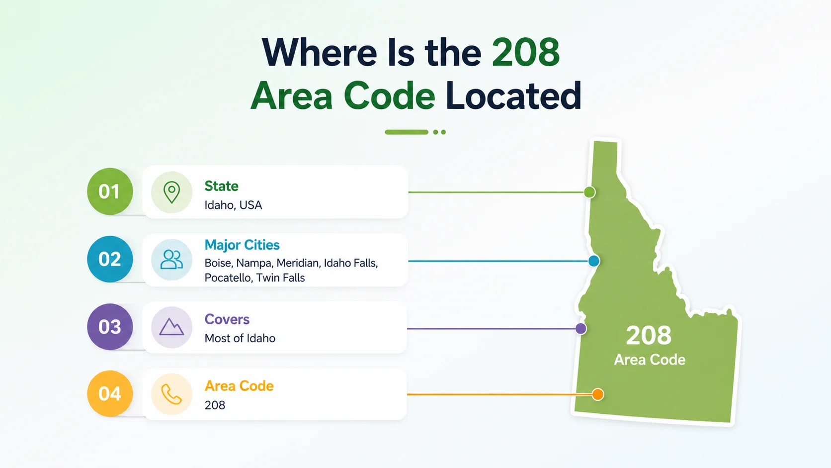 Where is the 208 area code located — map of the entire state of Idaho