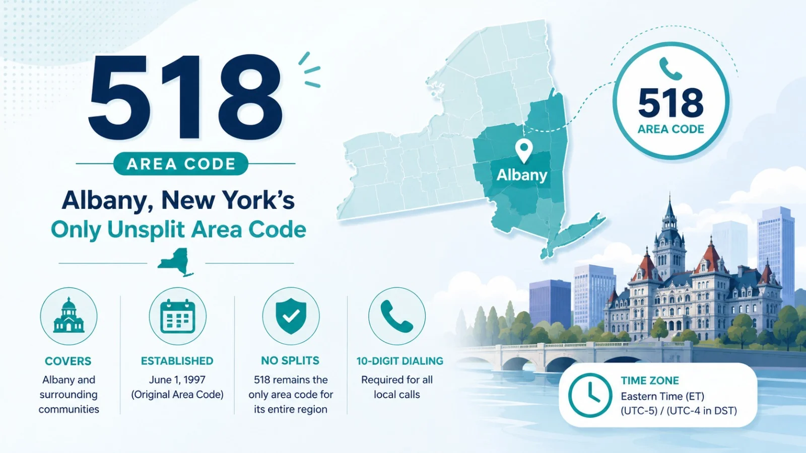 518 Area Code: Albany, New York's Only Unsplit Area Code