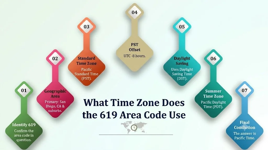 What time zone does the 619 area code use — Pacific Time zone map