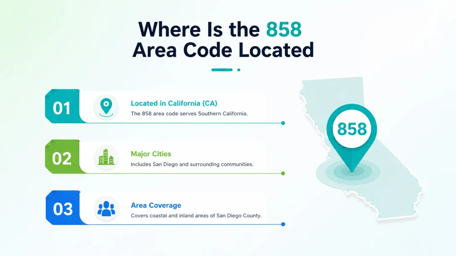 Where is the 858 area code located — map of northwest San Diego County