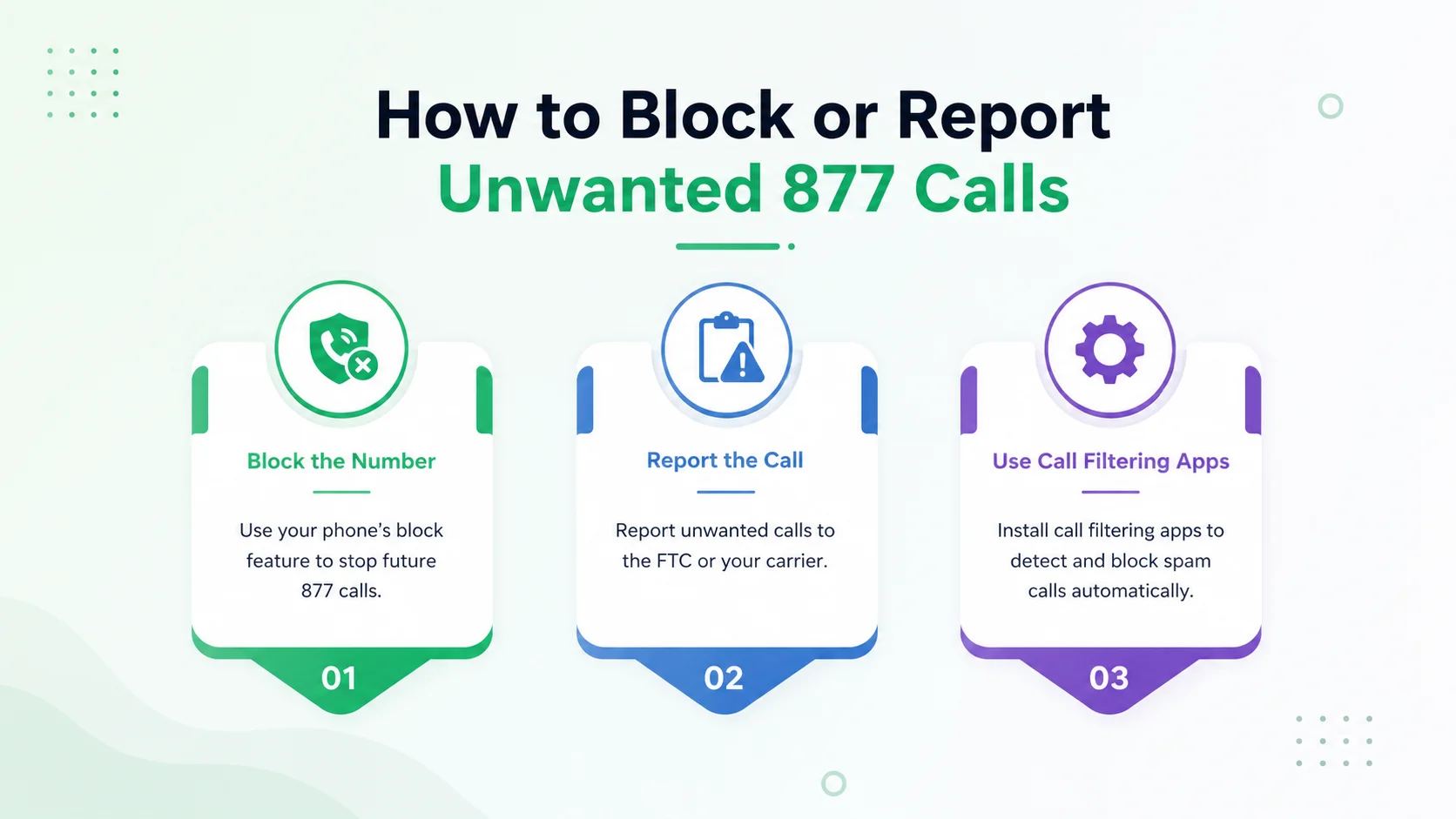How to block or report unwanted 877 calls — spam-blocking, do not call registry, and reporting steps