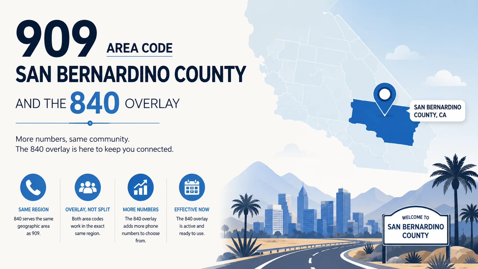 909 Area Code: San Bernardino County and the 840 Overlay
