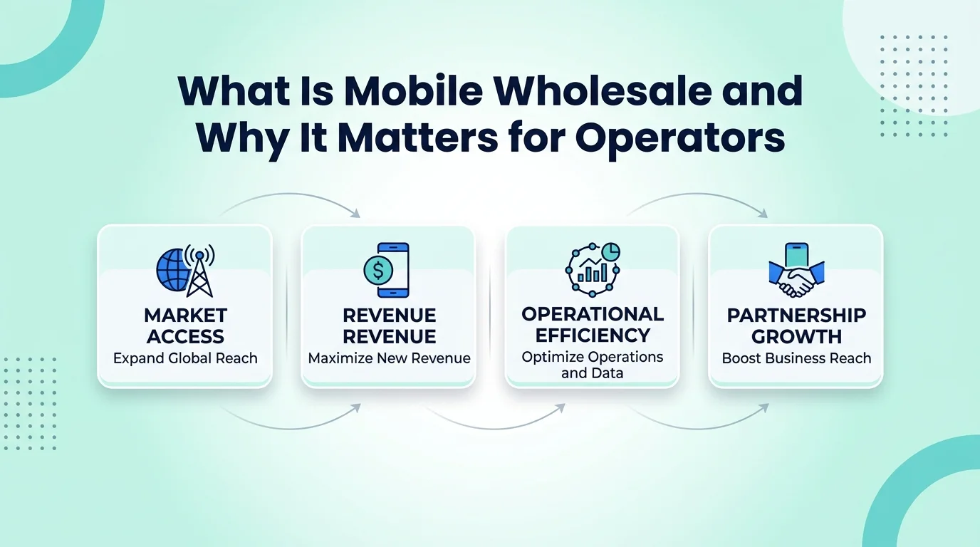 Mobile wholesale ecosystem diagram — Tier-1 carrier to operator platform to downstream MVNO buyers