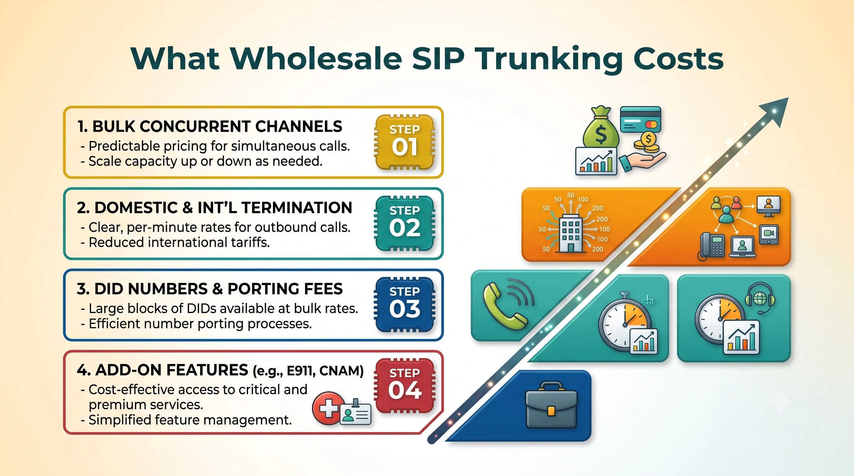Wholesale SIP trunking pricing — per-channel vs metered rates and hidden fees like DID, E911, and surcharges