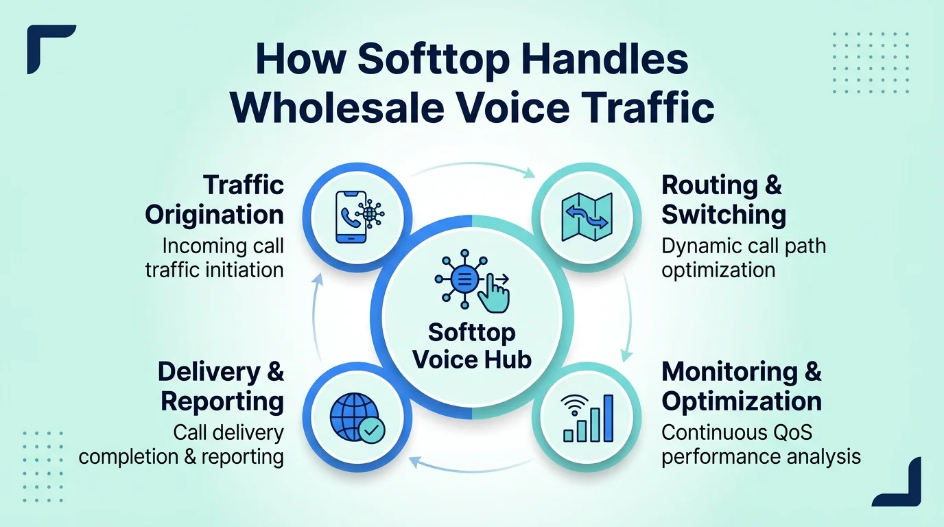 Wholesale voice platform — Tier-1 network across 165+ countries with built-in fraud controls and per-second billing