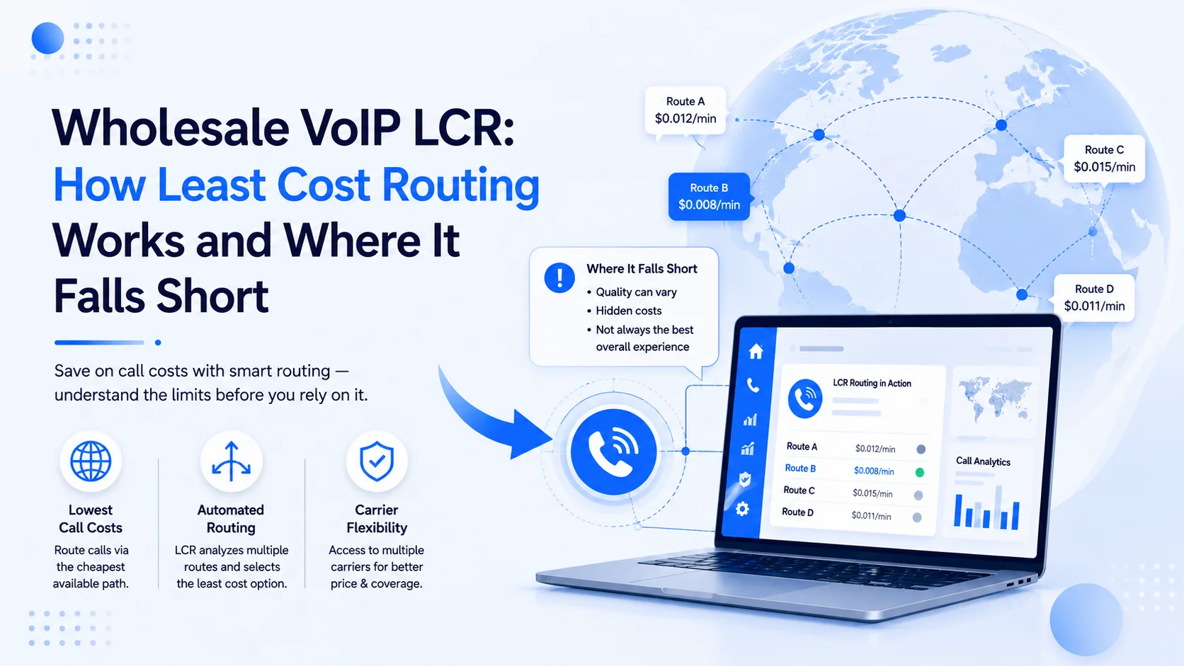 Wholesale VoIP LCR: How Least Cost Routing Works — and Where It Falls Short
