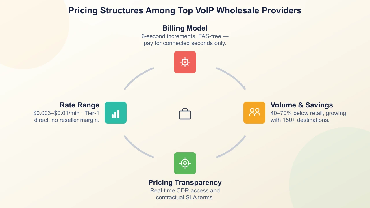Checklist for comparing wholesale VoIP rate sheets apples-to-apples across billing increment, FAS policy, and volume tier