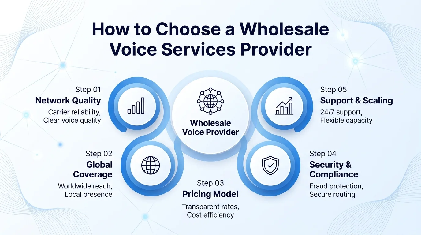 How to choose a wholesale voice services provider: network quality, global coverage, pricing model, security and compliance, and support and scaling