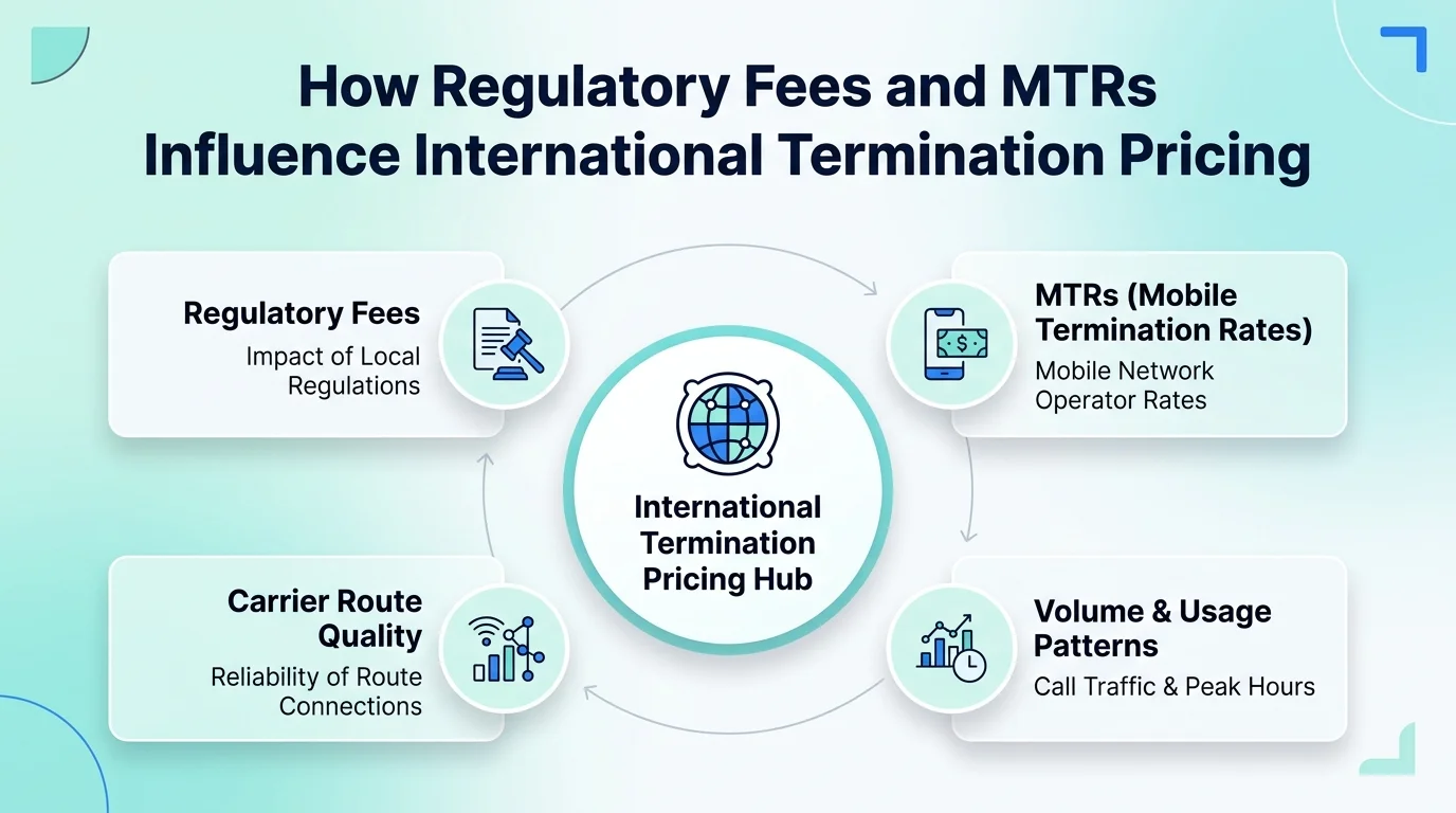 Regulatory fees and MTRs influencing international termination pricing — FCC rules, MTRs, USF, EU decline, high-MTR markets