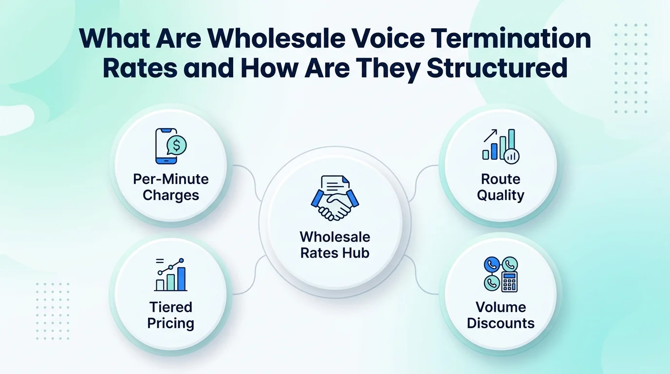 Three wholesale voice termination rate tiers — Premium CLI, Standard, and Economy LCR with ASR and pricing ranges